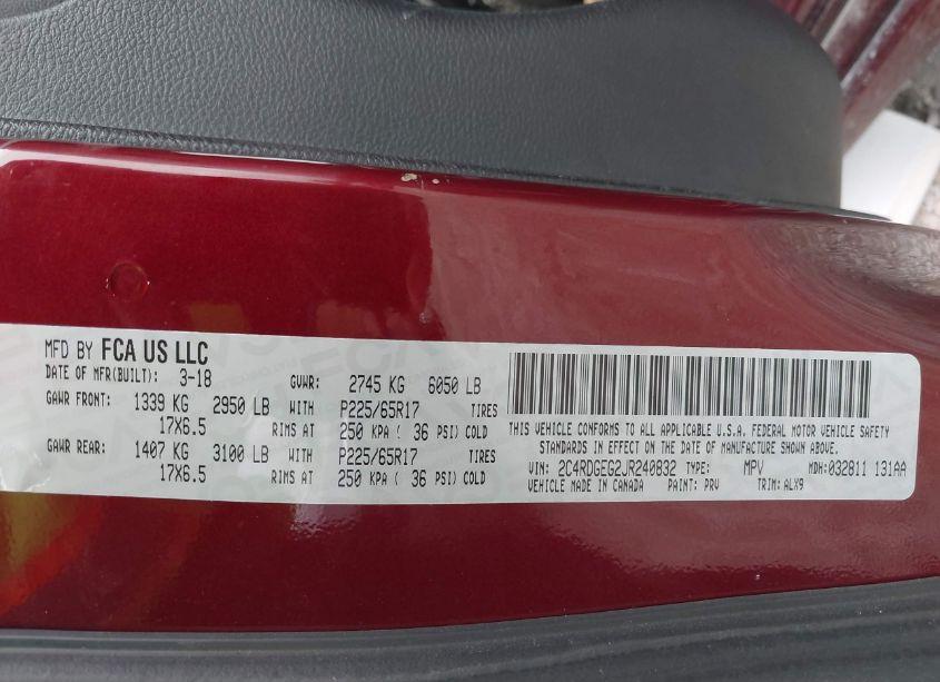 Photo 9 of 2018 Dodge Grand CARAVAN GT (VIN 2C4RDGEG2JR240832)