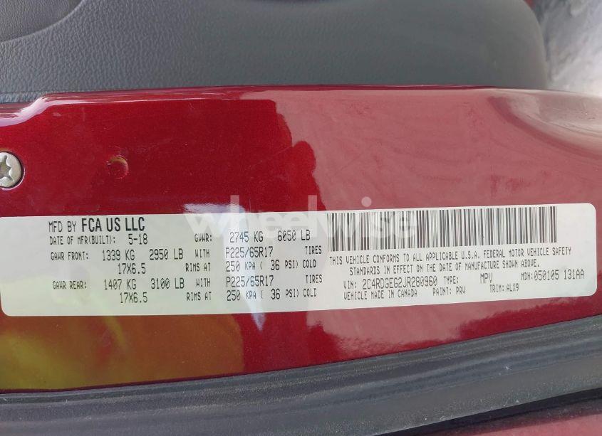 Photo 9 of 2018 Dodge Grand CARAVAN GT (VIN 2C4RDGEG2JR280960)