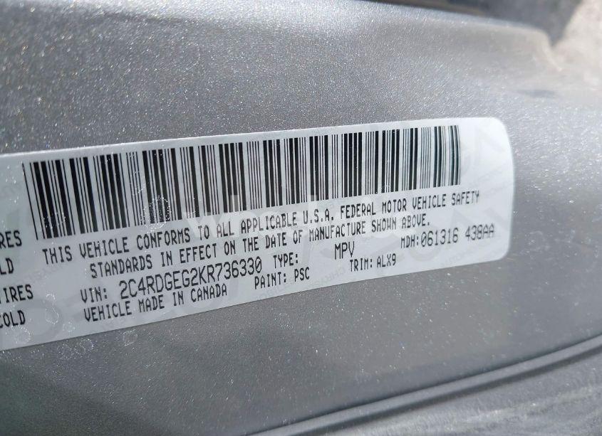 Photo 9 of 2019 Dodge Grand CARAVAN GT (VIN 2C4RDGEG2KR736330)