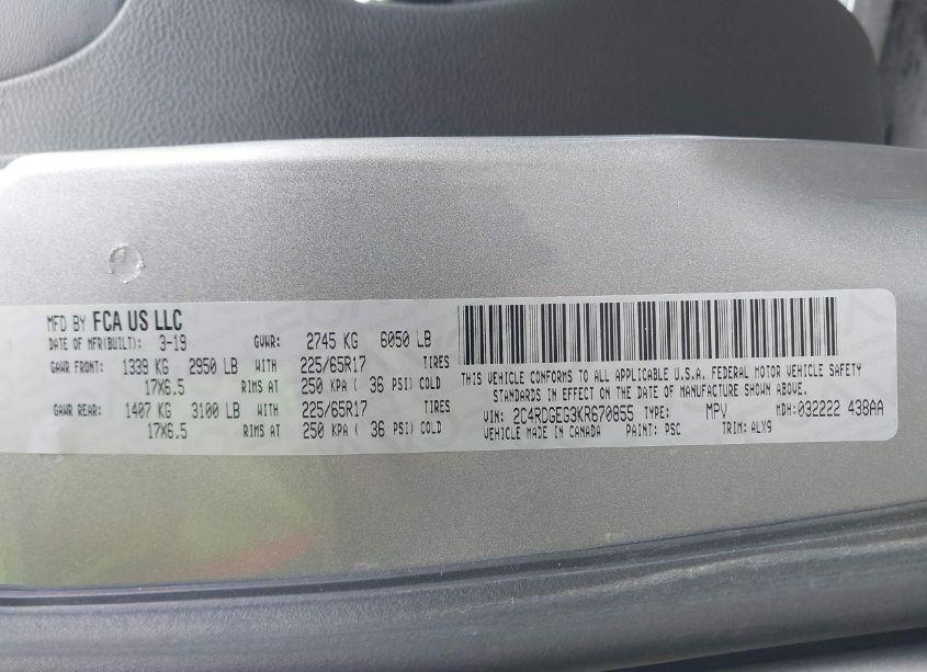 Photo 9 of 2019 Dodge Grand CARAVAN GT (VIN 2C4RDGEG3KR670855)