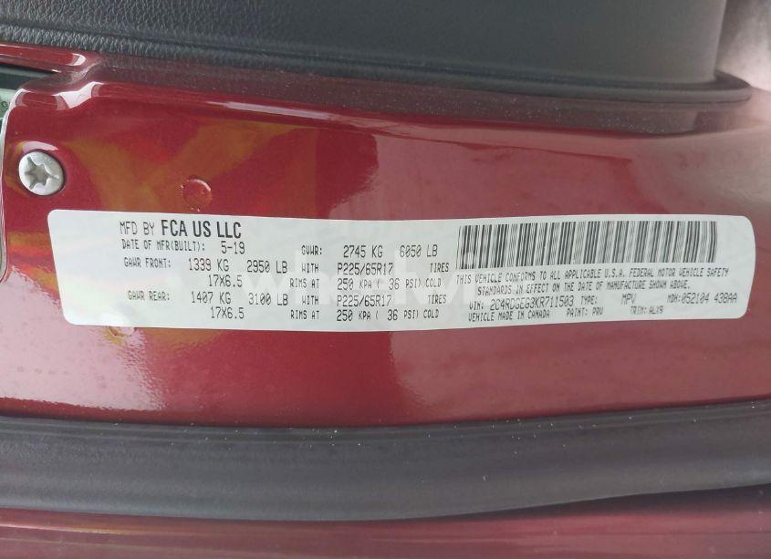 Photo 9 of 2019 Dodge Grand CARAVAN GT (VIN 2C4RDGEG3KR711503)