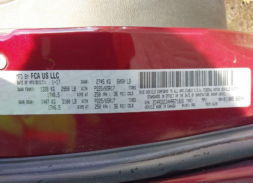 Photo 9 of 2017 Dodge Grand CARAVAN GT (VIN 2C4RDGEG4HR671926)