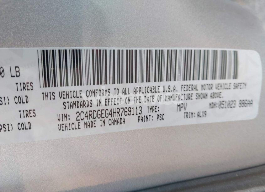 Photo 9 of 2017 Dodge Grand CARAVAN GT (VIN 2C4RDGEG4HR769113)