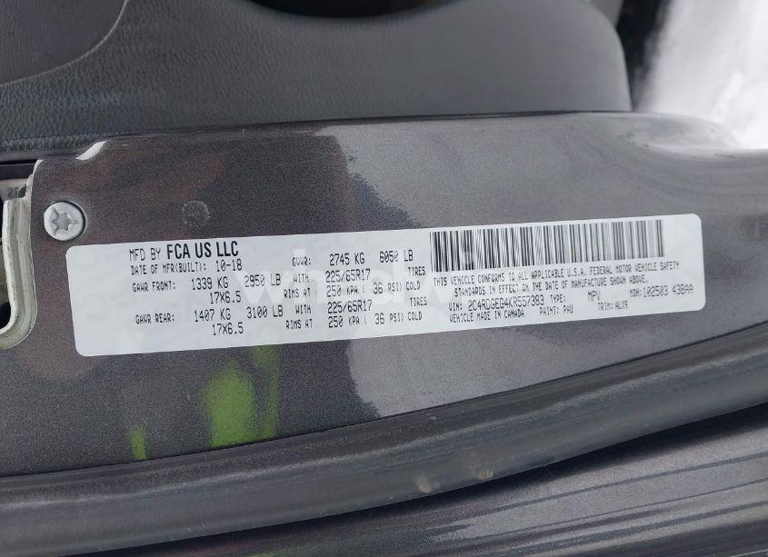 Photo 9 of 2019 Dodge Grand CARAVAN GT (VIN 2C4RDGEG4KR557383)