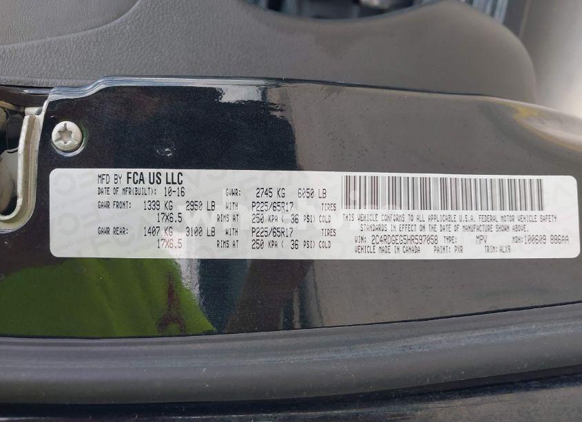 Photo 9 of 2017 Dodge Grand CARAVAN GT (VIN 2C4RDGEG5HR597058)