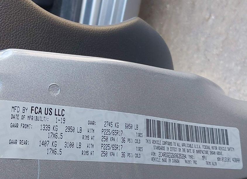 Photo 9 of 2019 Dodge Grand CARAVAN GT (VIN 2C4RDGEG5KR635394)