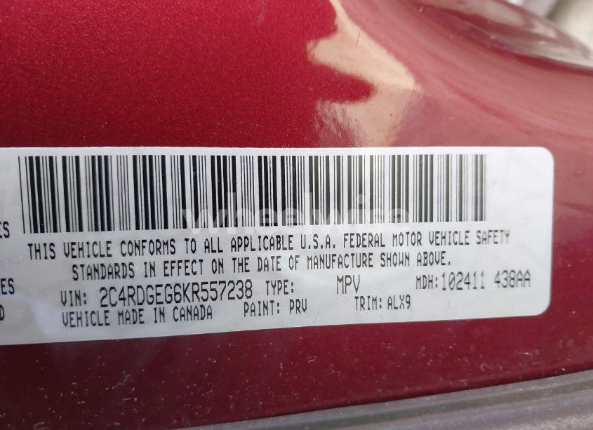 Photo 9 of 2019 Dodge Grand CARAVAN GT (VIN 2C4RDGEG6KR557238)