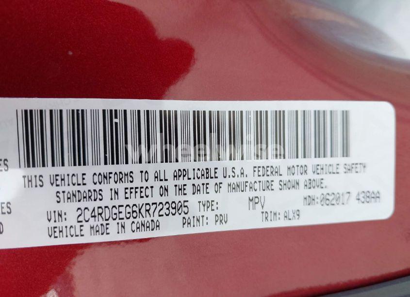 Photo 9 of 2019 Dodge Grand CARAVAN GT (VIN 2C4RDGEG6KR723905)