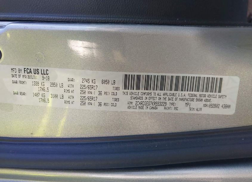 Photo 9 of 2019 Dodge Grand CARAVAN GT (VIN 2C4RDGEG7KR553229)