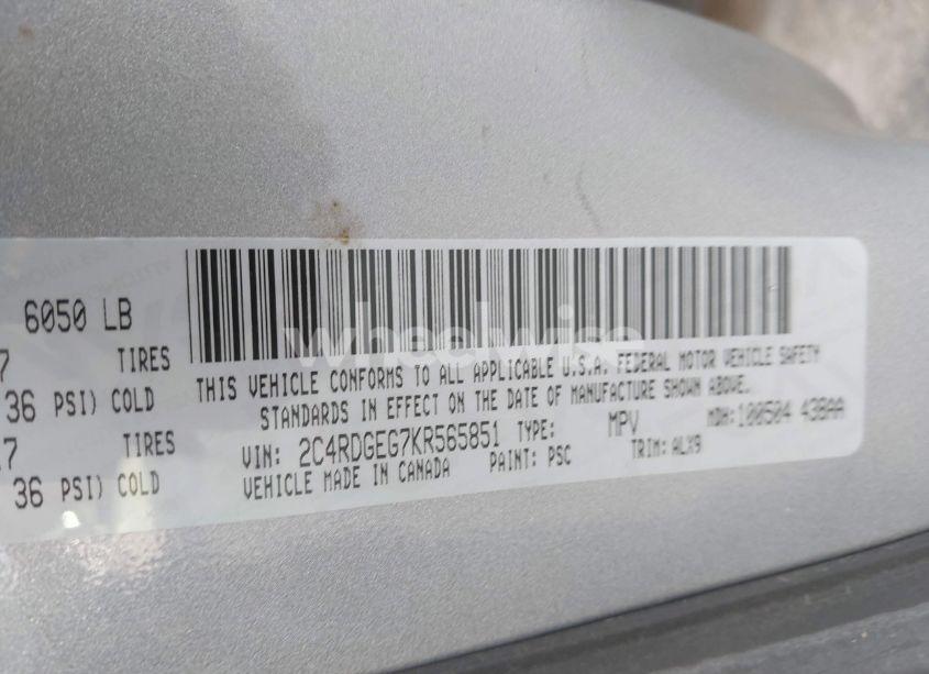 Photo 9 of 2019 Dodge Grand CARAVAN GT (VIN 2C4RDGEG7KR565851)