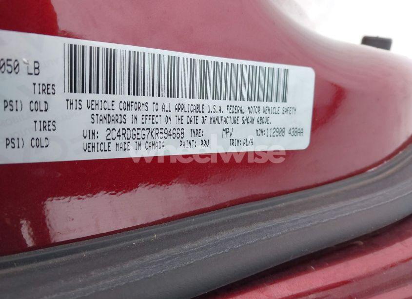 Photo 9 of 2019 Dodge Grand CARAVAN GT (VIN 2C4RDGEG7KR594668)