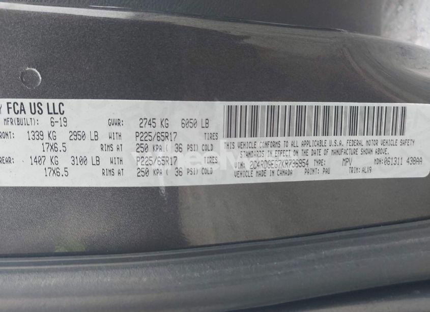 Photo 9 of 2019 Dodge Grand CARAVAN GT (VIN 2C4RDGEG7KR736954)