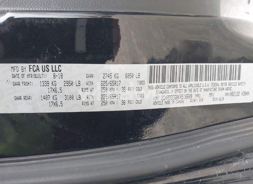 Photo 9 of 2019 Dodge Grand CARAVAN GT (VIN 2C4RDGEG8KR516609)