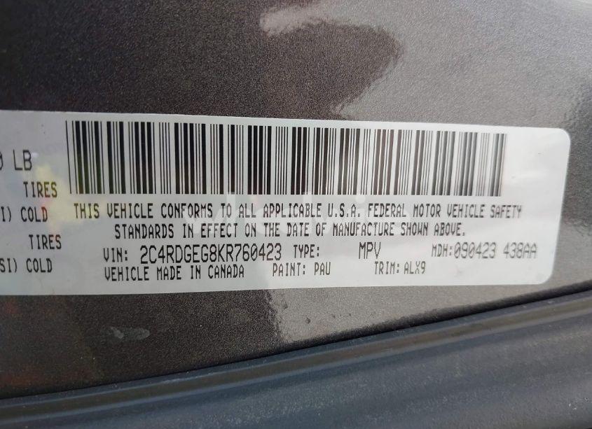 Photo 9 of 2019 Dodge Grand CARAVAN GT (VIN 2C4RDGEG8KR760423)