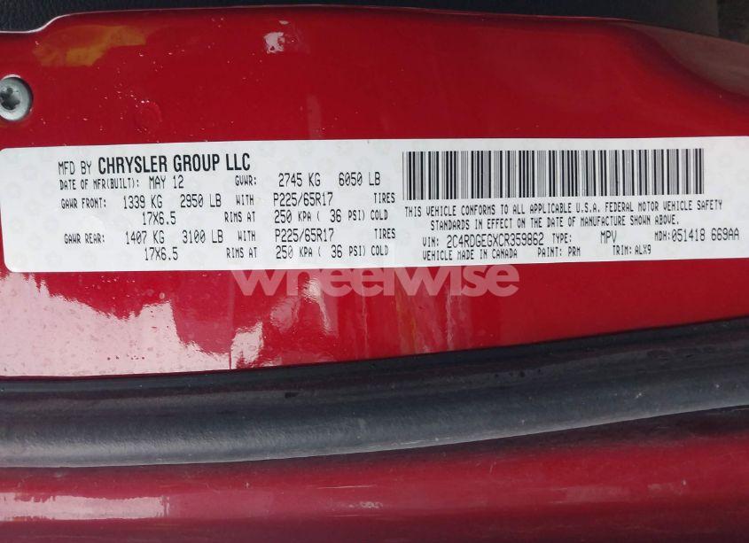 Photo 9 of 2012 Dodge Grand CARAVAN R/T (VIN 2C4RDGEGXCR359862)