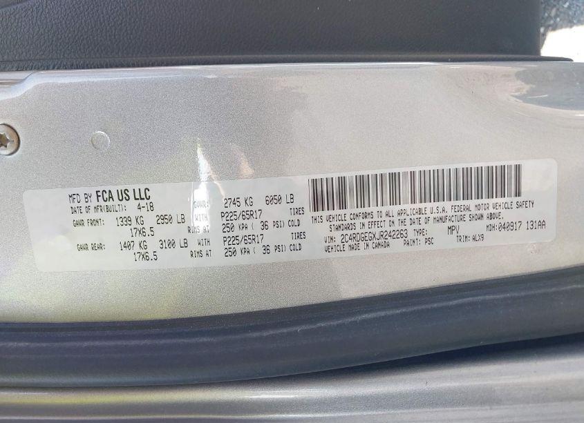 Photo 9 of 2018 Dodge Grand CARAVAN GT (VIN 2C4RDGEGXJR242263)