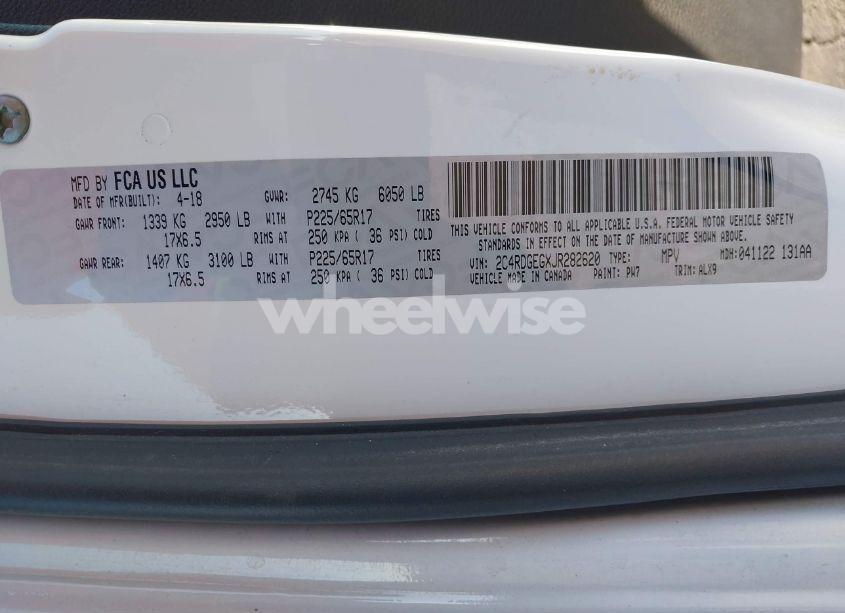 Photo 9 of 2018 Dodge Grand CARAVAN GT (VIN 2C4RDGEGXJR282620)