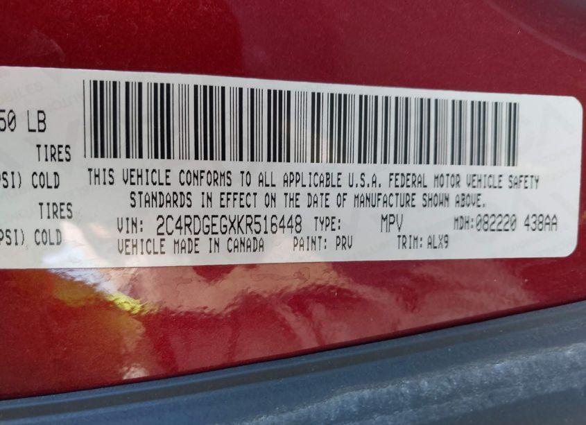 Photo 9 of 2019 Dodge Grand CARAVAN GT (VIN 2C4RDGEGXKR516448)