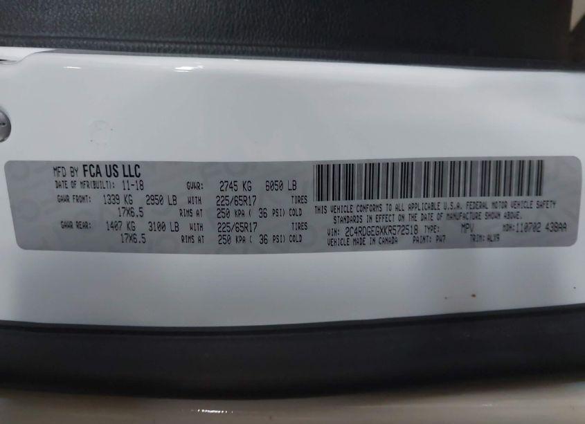 Photo 9 of 2019 Dodge Grand CARAVAN GT (VIN 2C4RDGEGXKR572518)