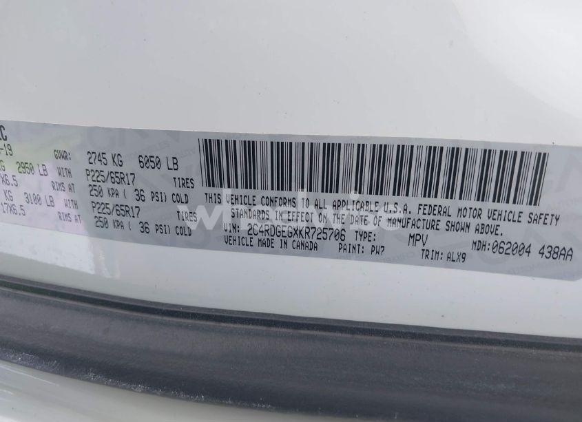 Photo 10 of 2019 Dodge Grand CARAVAN GT (VIN 2C4RDGEGXKR725706)