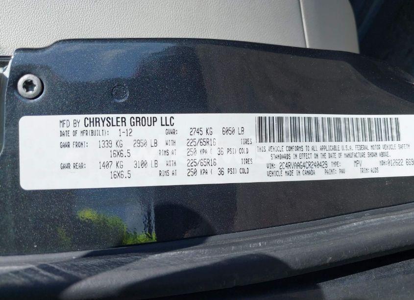 Photo 9 of 2012 Volkswagen Routan S (VIN 2C4RVAAG4CR240429)