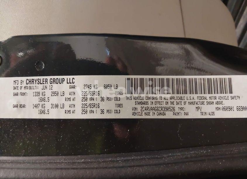 Photo 9 of 2012 Volkswagen Routan S (VIN 2C4RVAAG6CR390526)