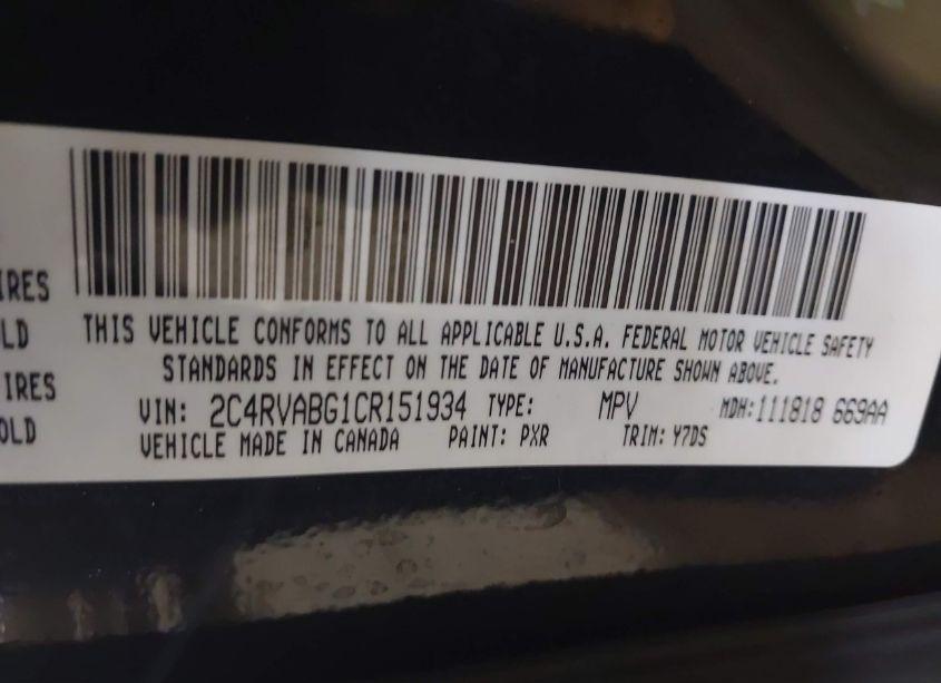 Photo 9 of 2012 Volkswagen Routan SE (VIN 2C4RVABG1CR151934)