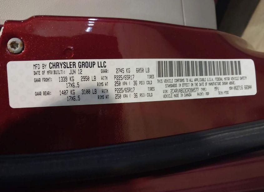 Photo 9 of 2012 Volkswagen Routan SE (VIN 2C4RVABG3CR390577)