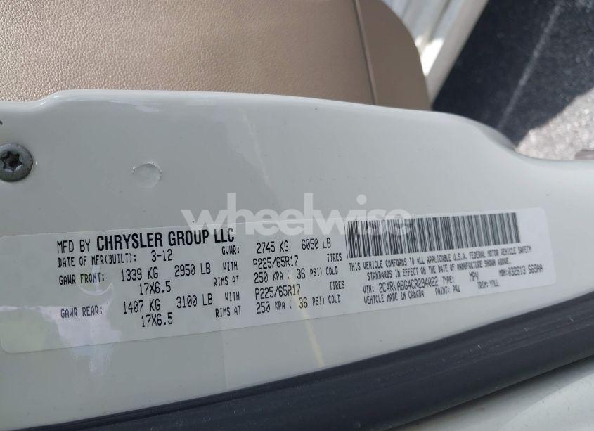 Photo 9 of 2012 Volkswagen Routan SE (VIN 2C4RVABG4CR294022)