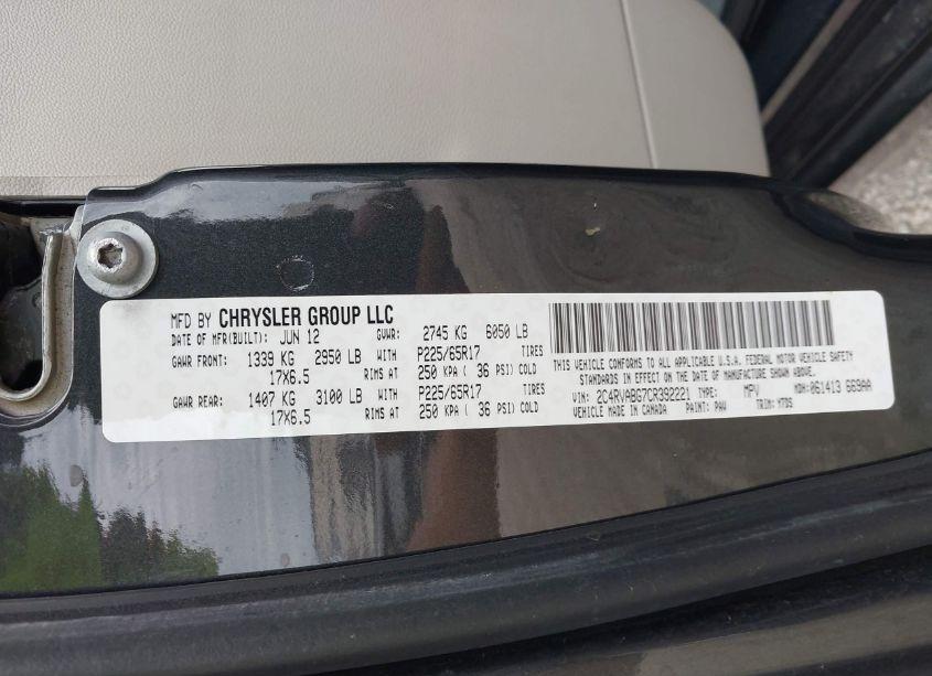 Photo 9 of 2012 Volkswagen Routan SE (VIN 2C4RVABG7CR392221)