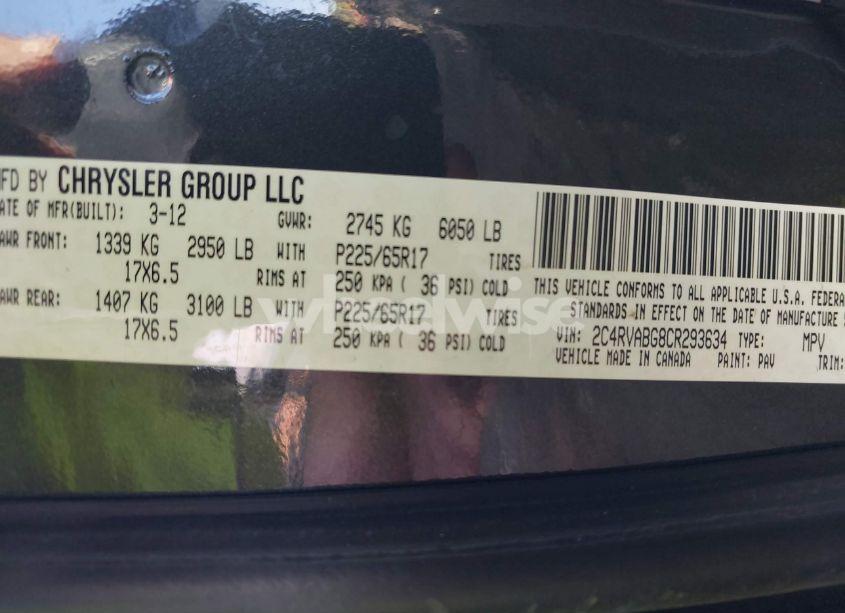 Photo 9 of 2012 Volkswagen Routan SE (VIN 2C4RVABG8CR293634)