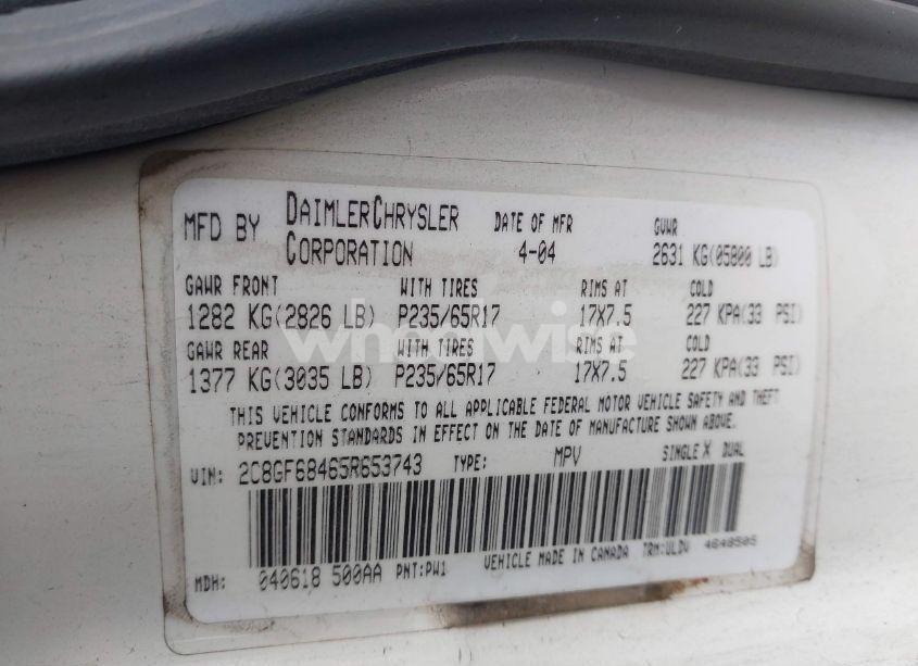 Photo 9 of 2005 Chrysler Pacifica TOURING (VIN 2C8GF68465R653743)