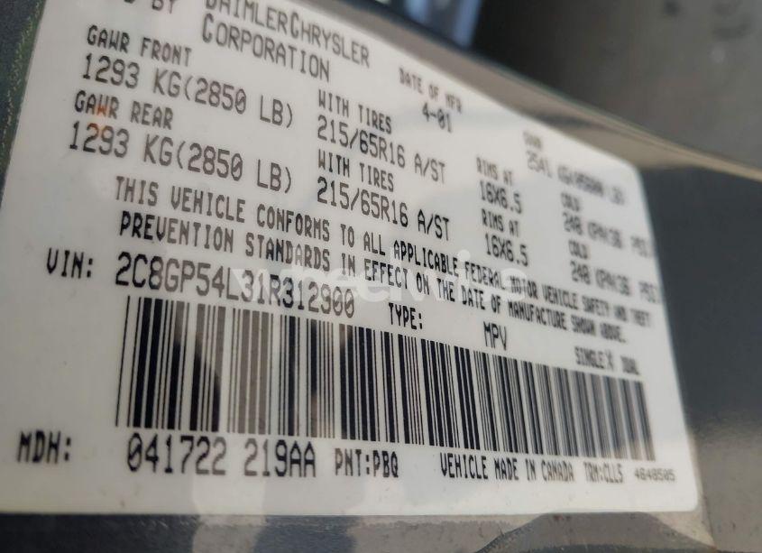 Photo 9 of 2001 Chrysler Town & COUNTRY LXI (VIN 2C8GP54L31R312900)