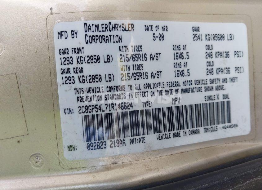 Photo 9 of 2001 Chrysler Town & COUNTRY LXI (VIN 2C8GP54L71R146624)