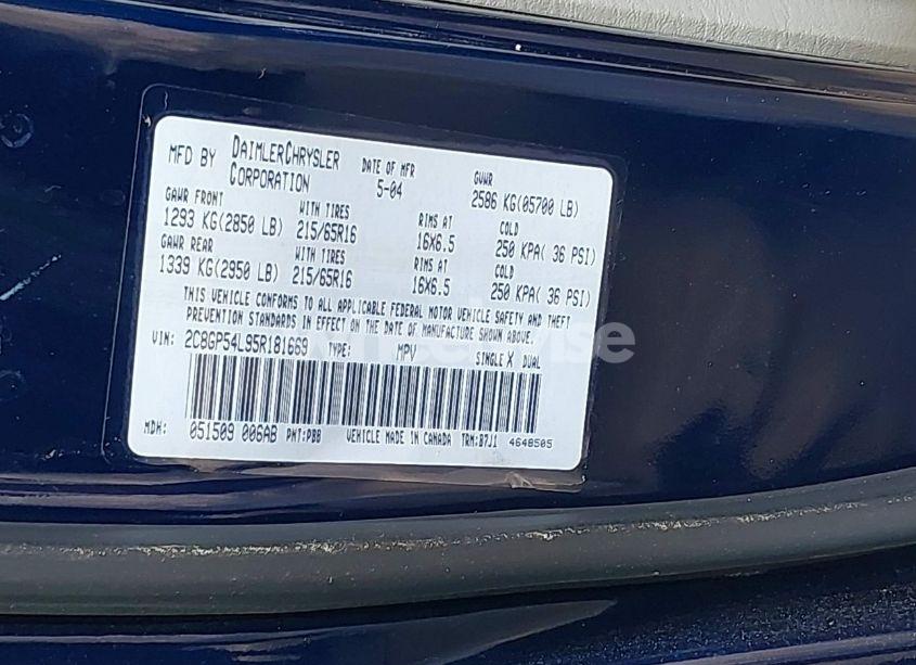 Photo 9 of 2005 Chrysler Town & COUNTRY TOURING (VIN 2C8GP54L95R181669)