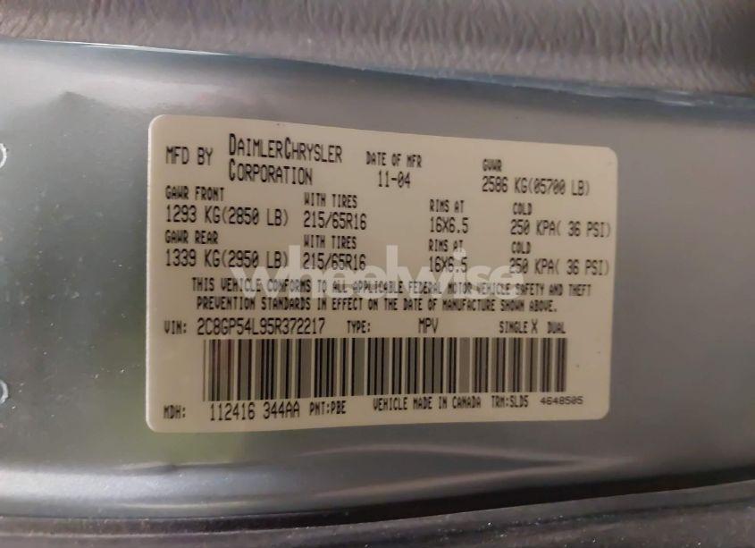 Photo 9 of 2005 Chrysler Town & COUNTRY TOURING (VIN 2C8GP54L95R372217)