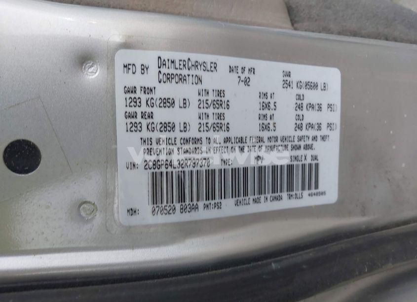 Photo 9 of 2002 Chrysler Town & COUNTRY LIMITED (VIN 2C8GP64L32R797370)