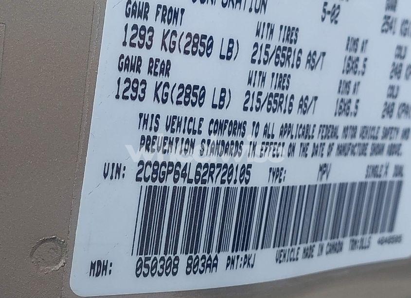 Photo 9 of 2002 Chrysler Town & COUNTRY LIMITED (VIN 2C8GP64L62R720105)