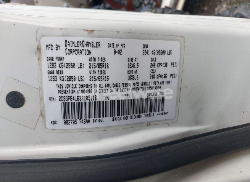 Photo 9 of 2003 Chrysler Town & COUNTRY LIMITED (VIN 2C8GP64L63R105118)