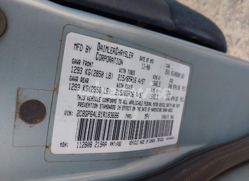 Photo 9 of 2001 Chrysler Town & COUNTRY LIMITED (VIN 2C8GP64L81R183686)