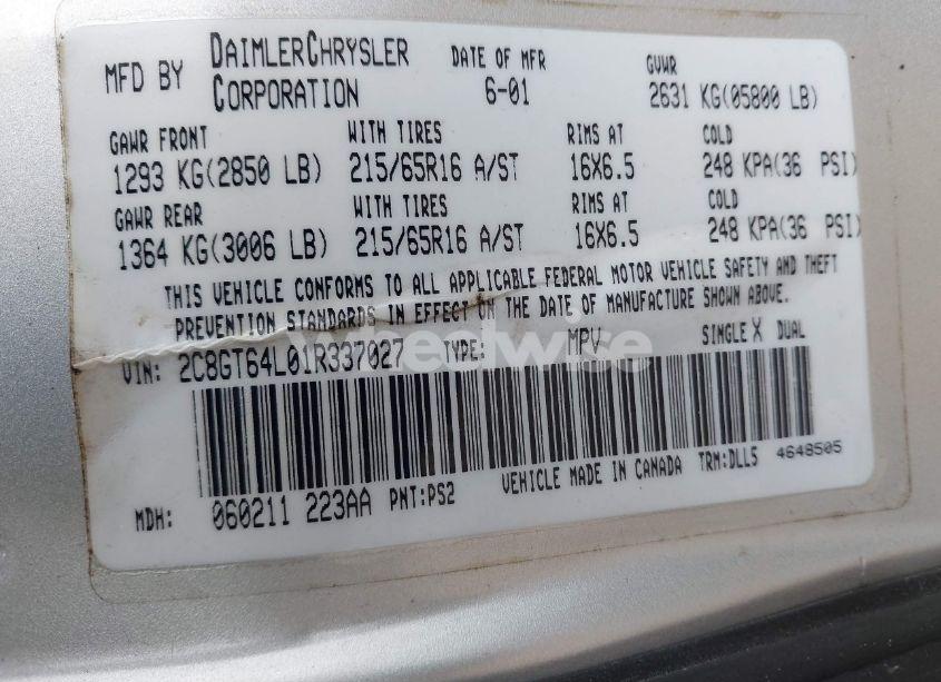 Photo 9 of 2001 Chrysler Town & COUNTRY LIMITED (VIN 2C8GT64L01R337027)