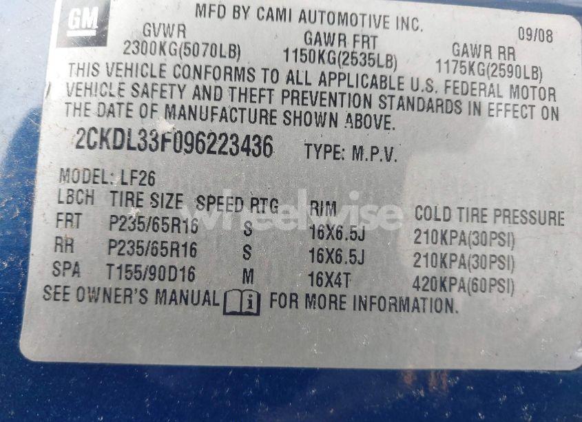 Photo 9 of 2009 Pontiac Torrent (VIN 2CKDL33F096223436)