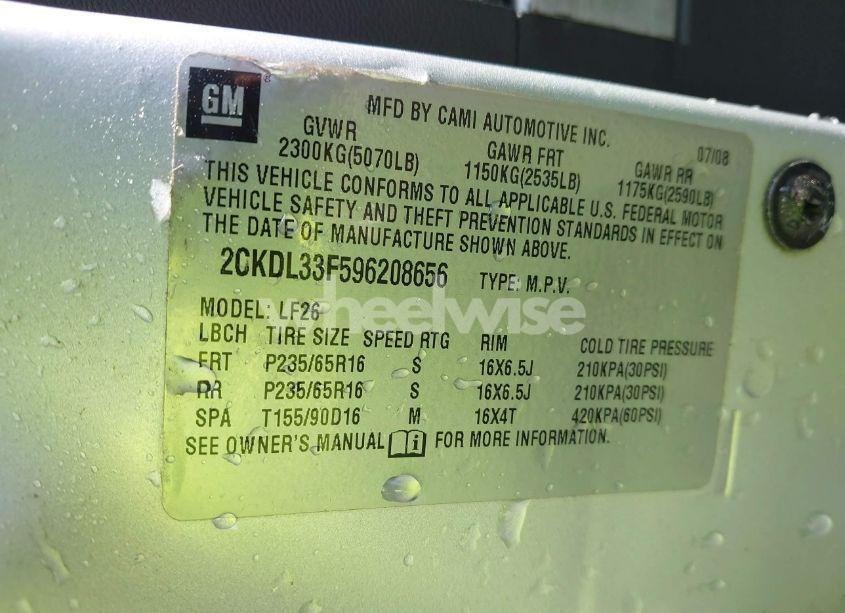 Photo 9 of 2009 Pontiac Torrent (VIN 2CKDL33F596208656)