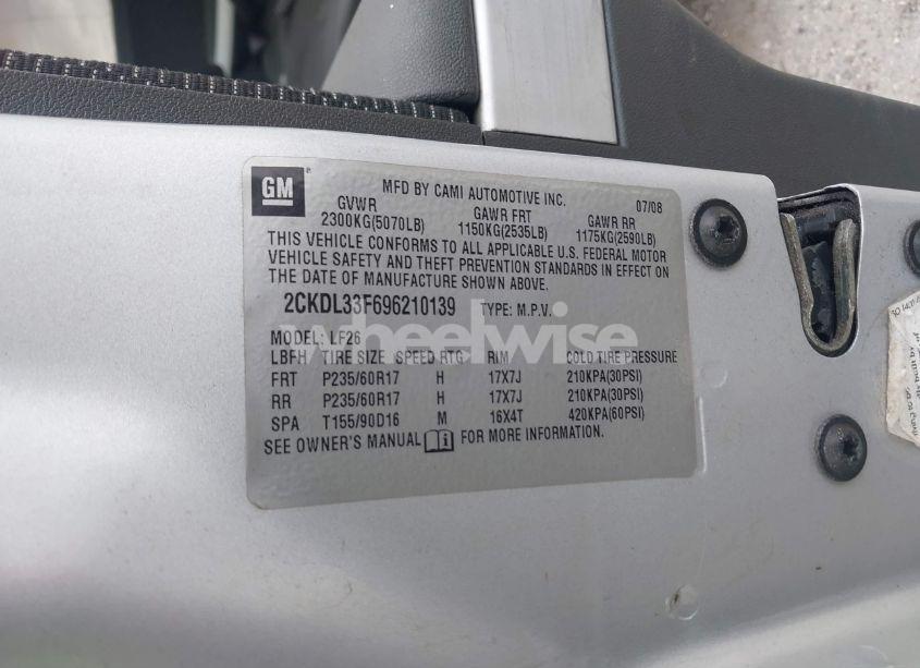 Photo 9 of 2009 Pontiac Torrent (VIN 2CKDL33F696210139)