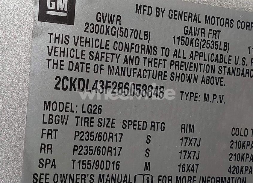 Photo 9 of 2008 Pontiac Torrent (VIN 2CKDL43F286058848)