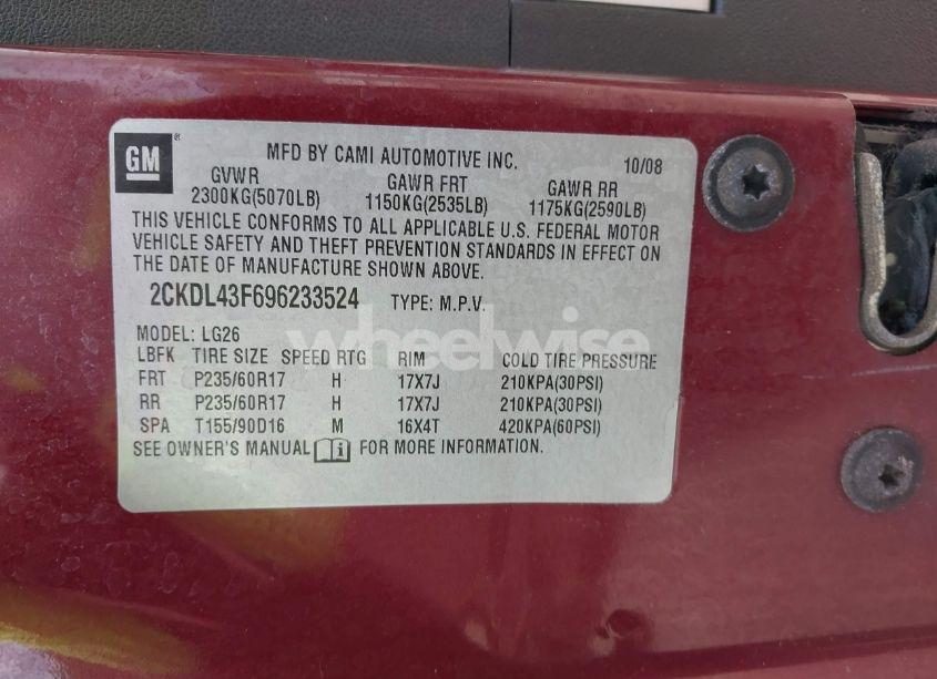 Photo 9 of 2009 Pontiac Torrent (VIN 2CKDL43F696233524)