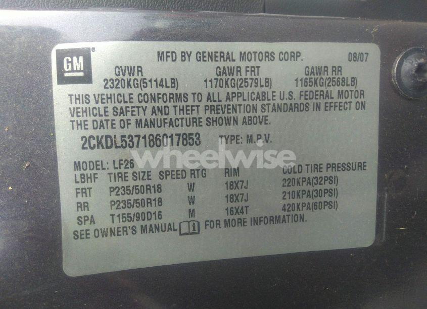 Photo 9 of 2008 Pontiac Torrent GXP (VIN 2CKDL537186017853)