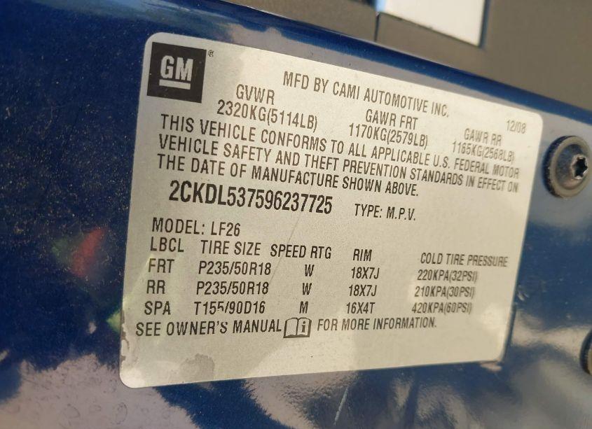 Photo 9 of 2009 Pontiac Torrent GXP (VIN 2CKDL537596237725)