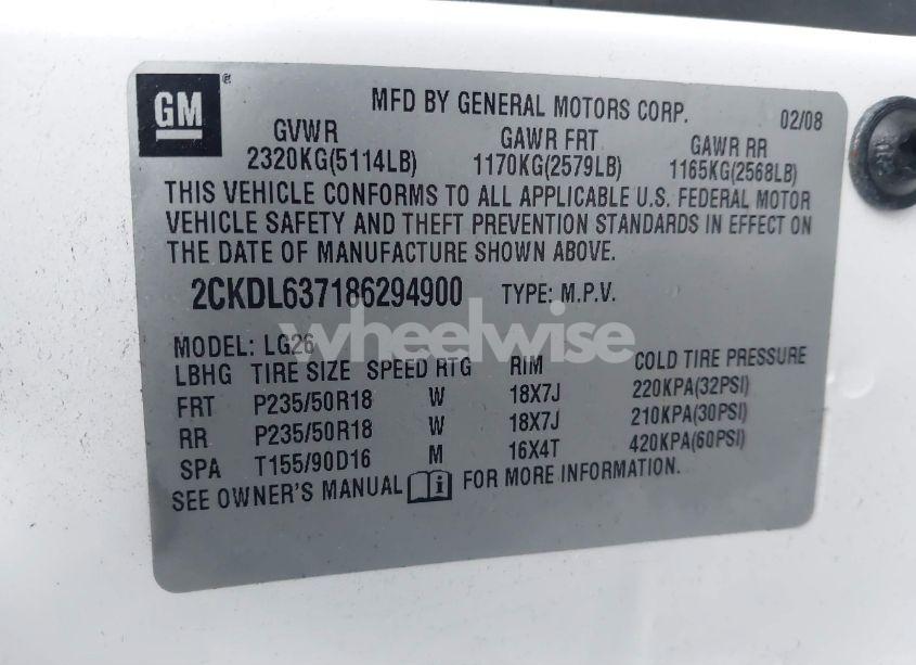 Photo 9 of 2008 Pontiac Torrent GXP (VIN 2CKDL637186294900)