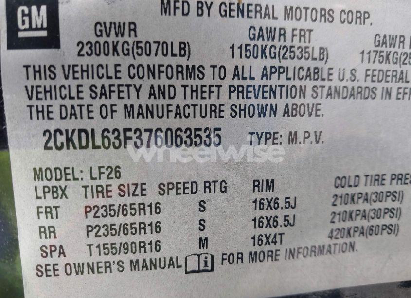 Photo 9 of 2007 Pontiac Torrent (VIN 2CKDL63F376063535)